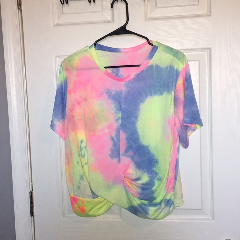Tie dye shirt sleeve crop top